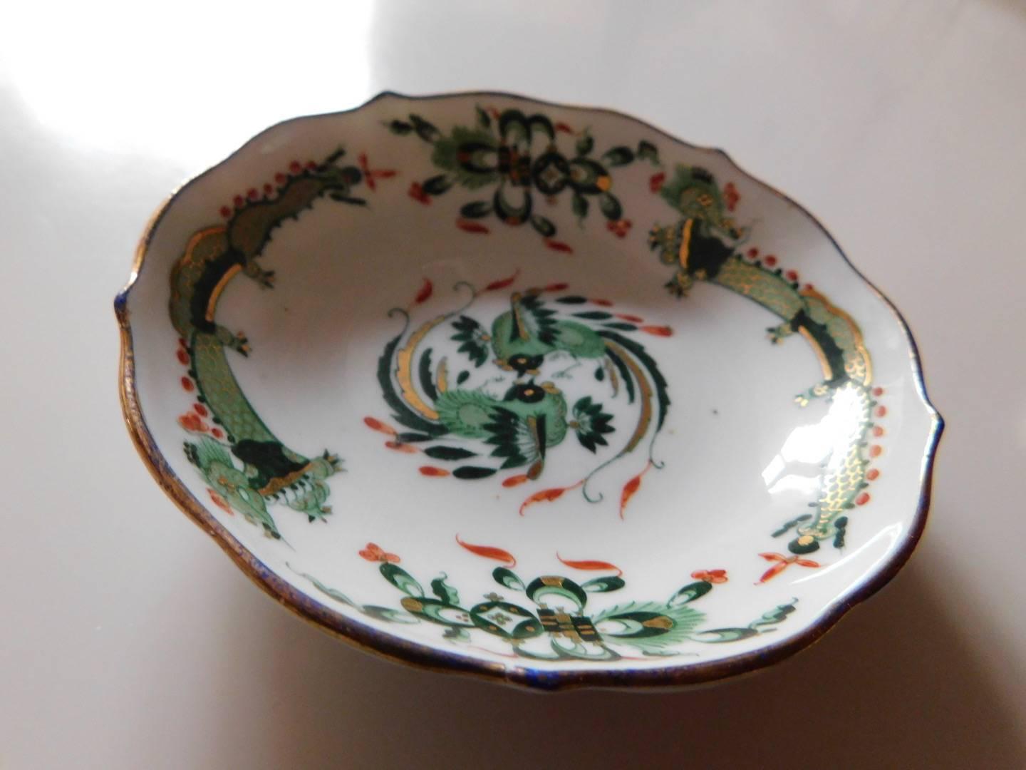 19th Century Meissen Porcelain Green Dragon Cup and Saucer