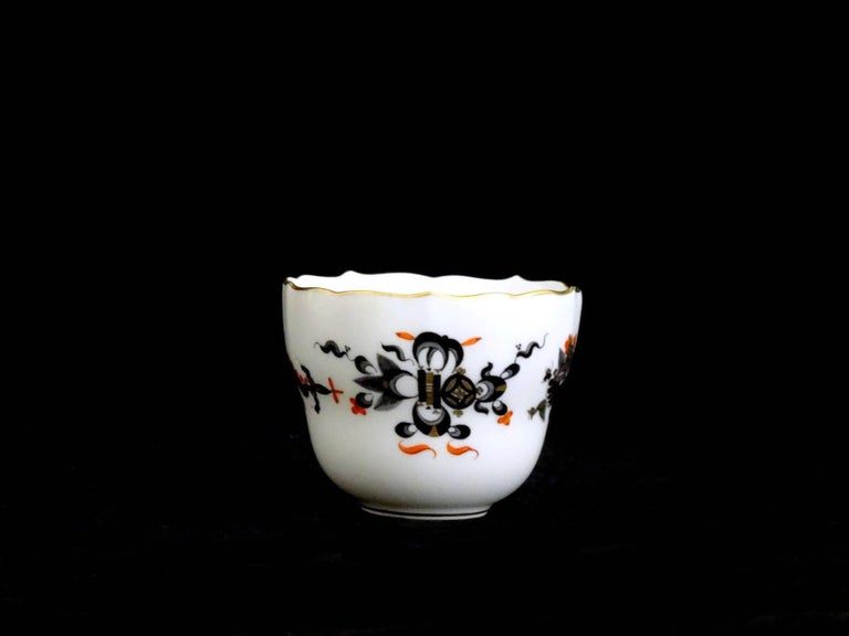Meissen Black Dragon Red Accent Demitasse Cup and Saucer For Sale 3