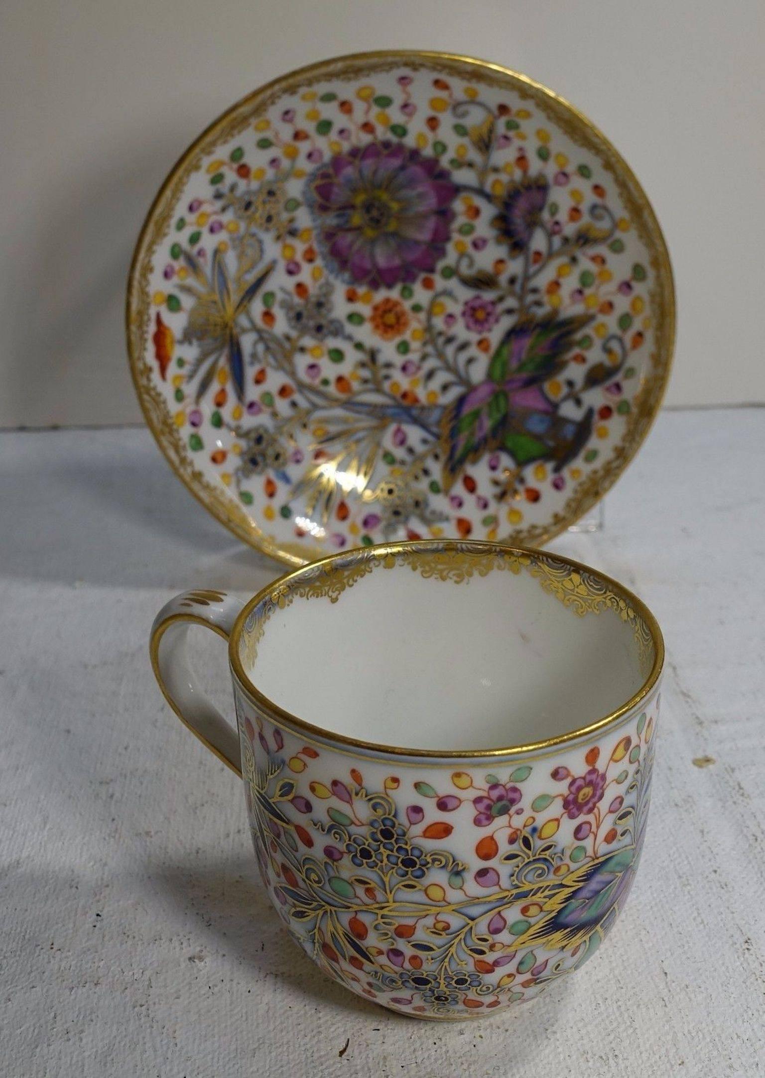 19th Century Meissen Porcelain cup and saucer.
Beautifully hand-painted colorful floral pattern.
Saucer measure: 5 inches diameter.
