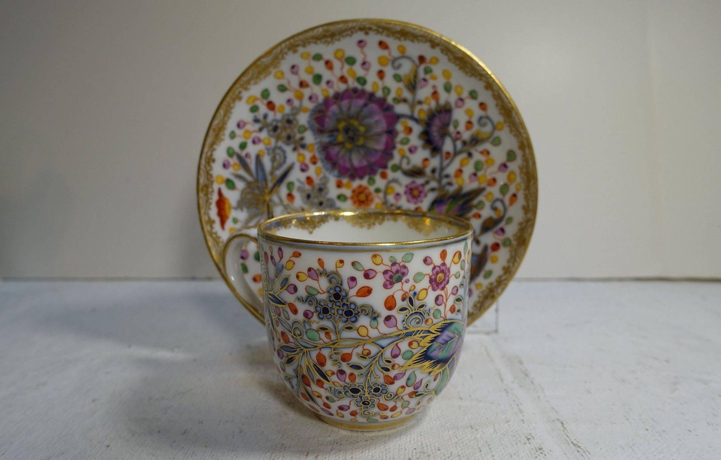 German 19th Century Meissen Porcelain Cup and Saucer