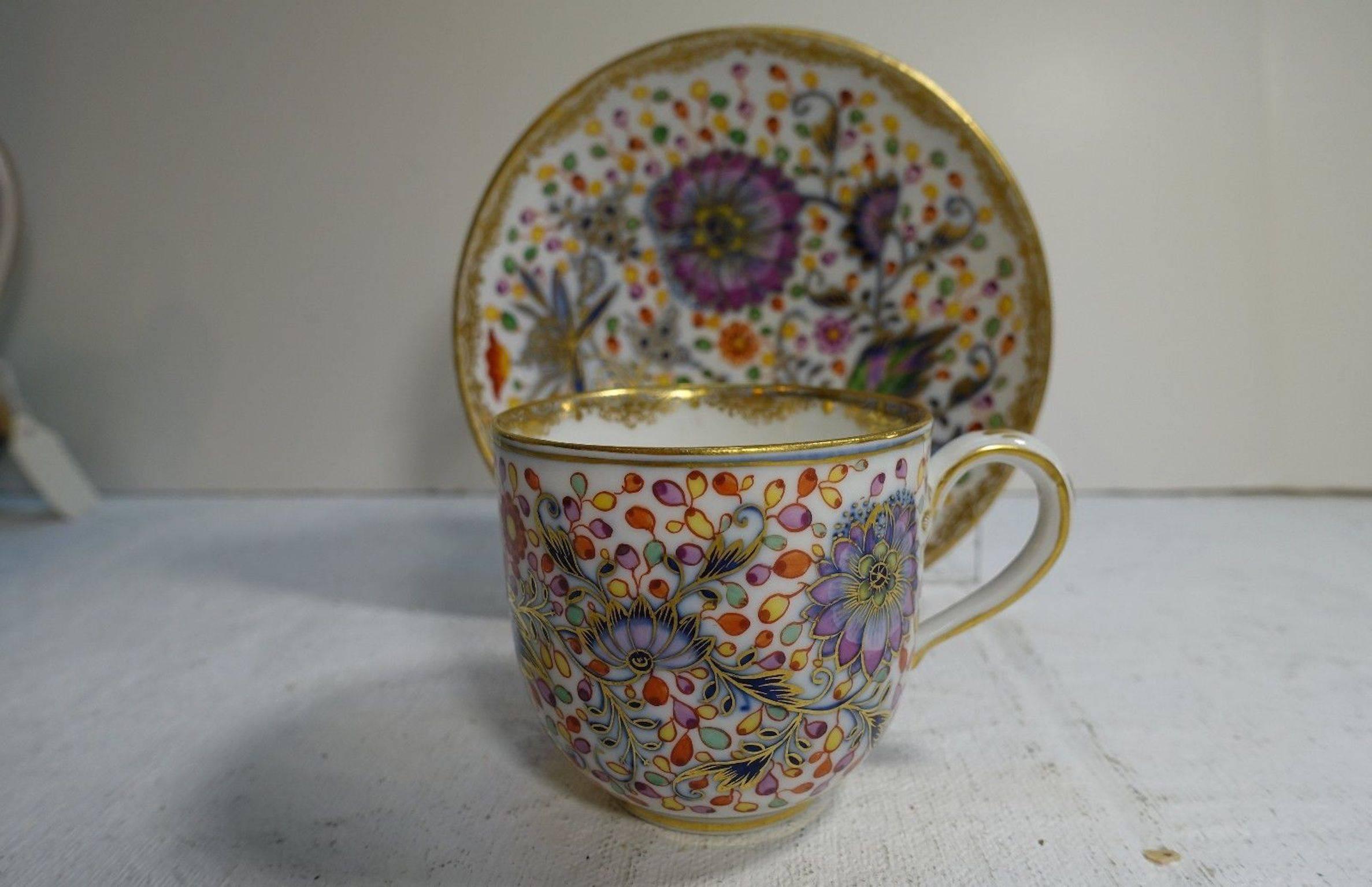 19th Century Meissen Porcelain Cup and Saucer In Good Condition In Washington Crossing, PA