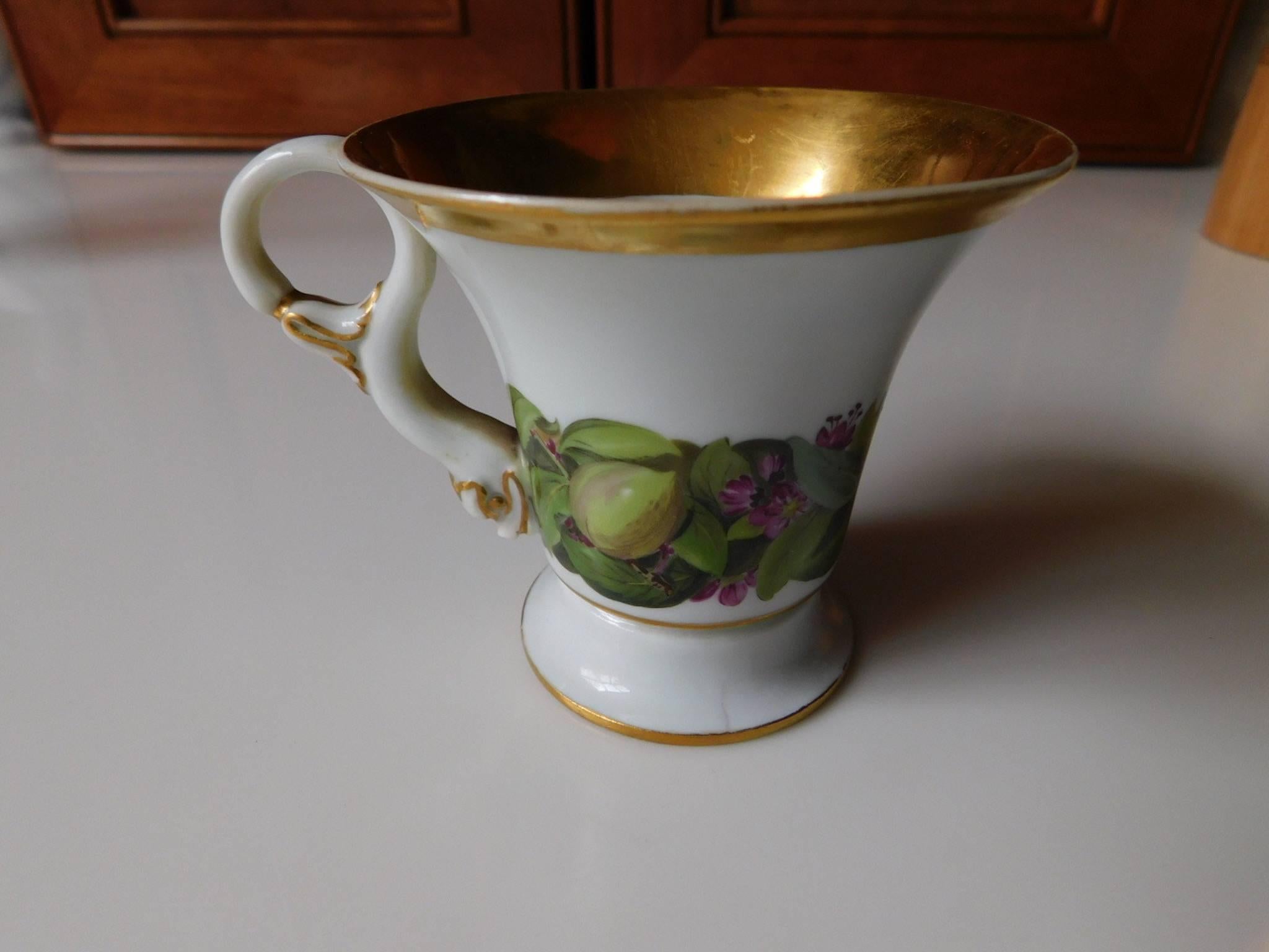 English Antique 19th Century Meissen Porcelain Cup and Saucer For Sale