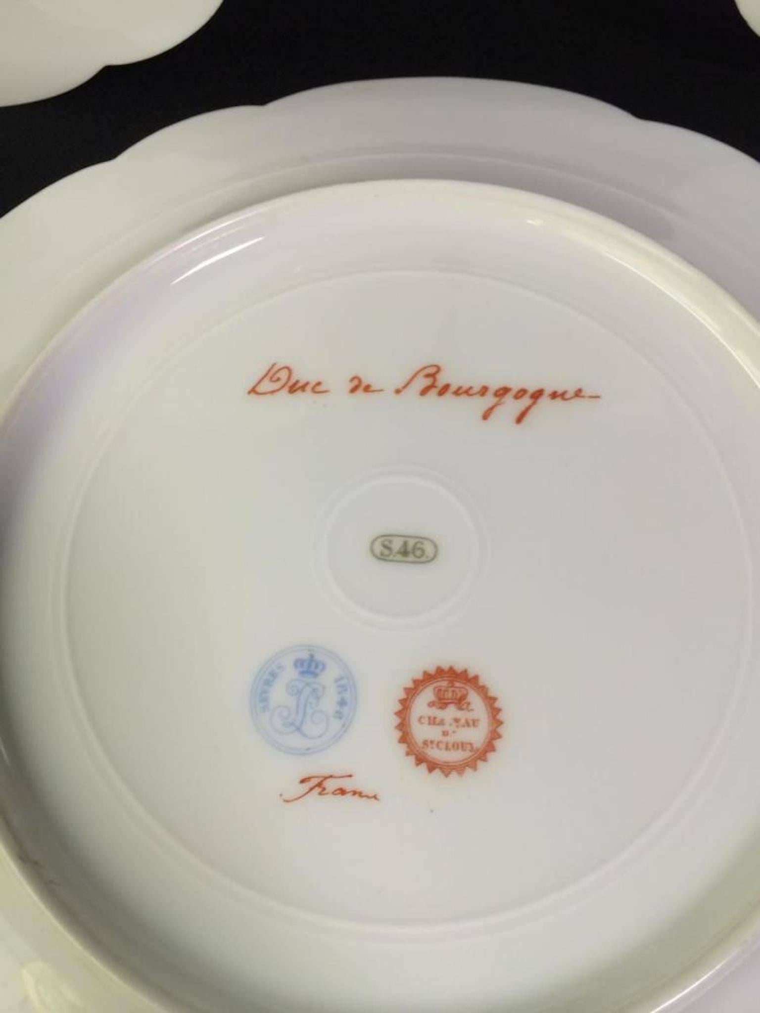 19th Century Three Sevres Porcelain Chateau De St. Cloud Portrait Plates, 1846 For Sale