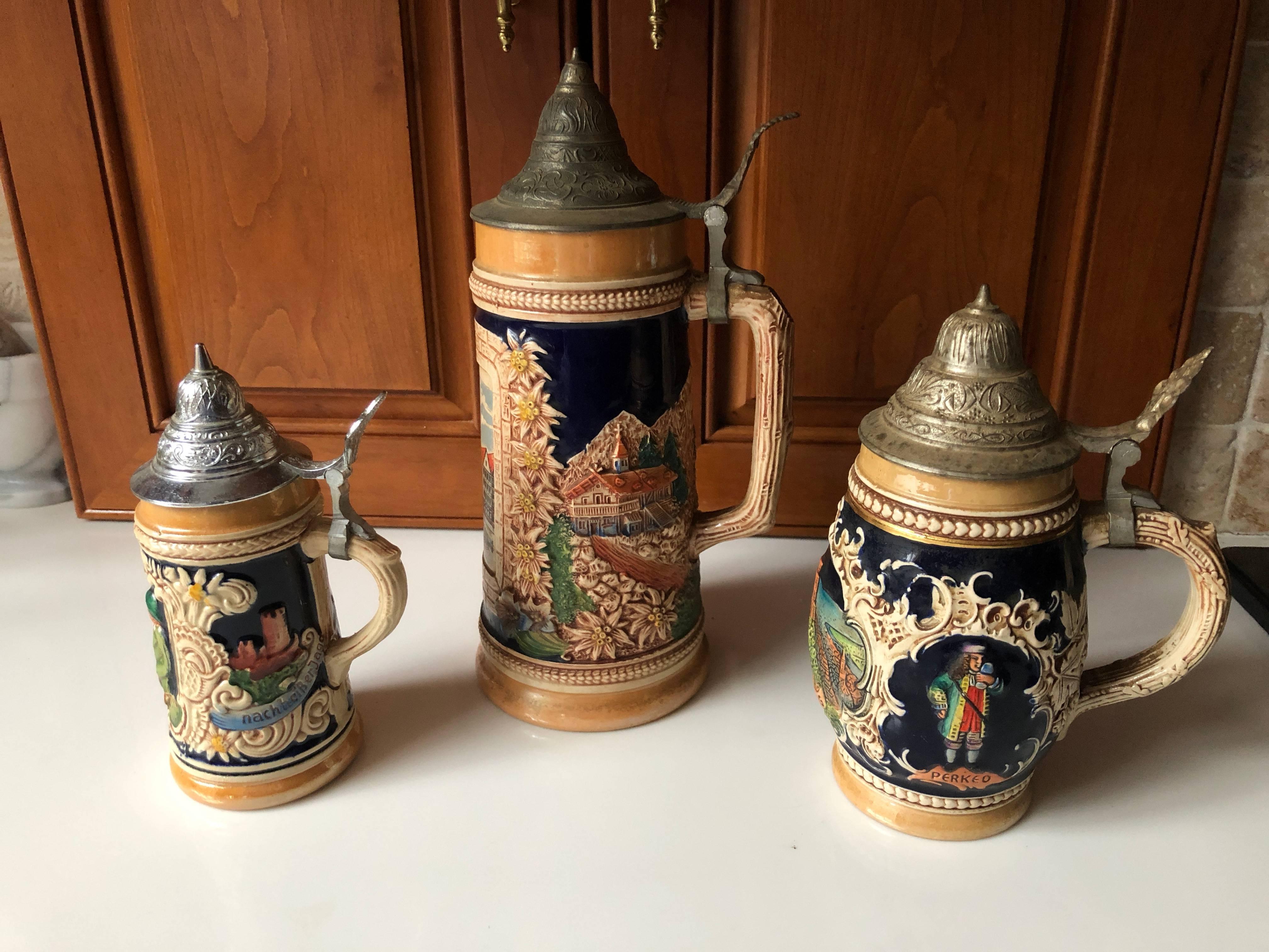 Set of Three Vintage German Beer Steins For Sale at 1stDibs vintage