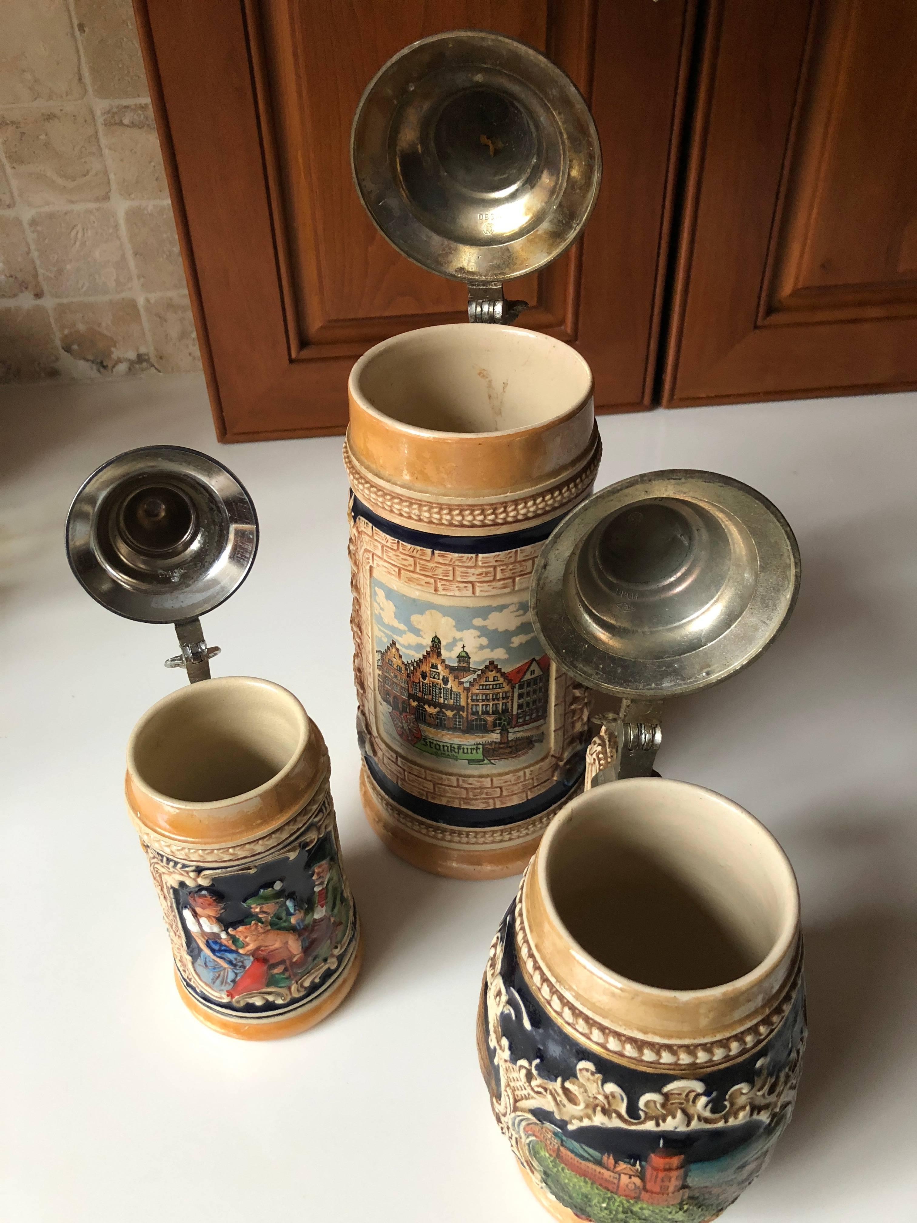 Set of Three Vintage German Beer Steins For Sale at 1stDibs vintage