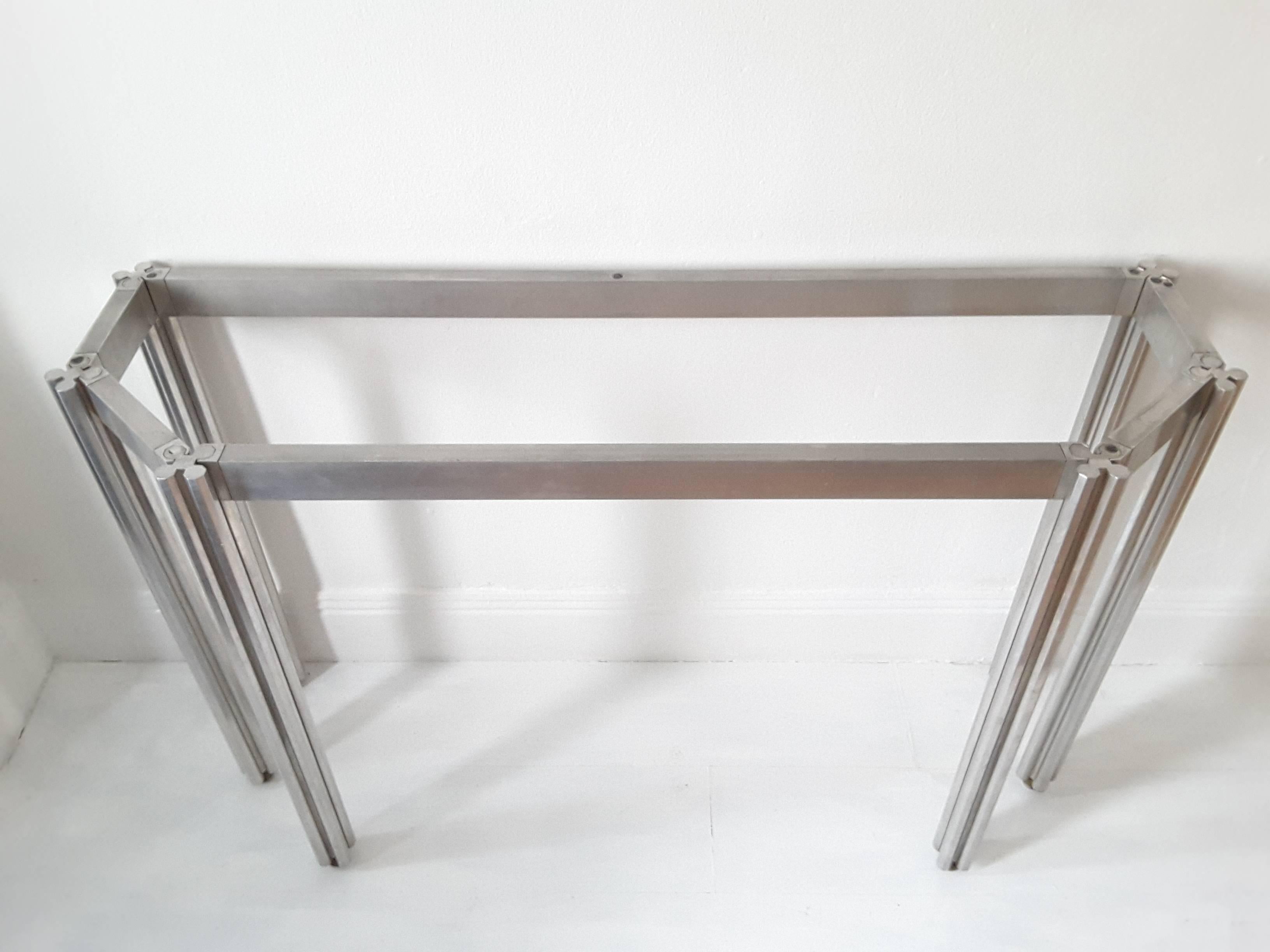 Alessandro Albrizzi Travertine and Aluminium Console Table In Good Condition In Harrogate, GB