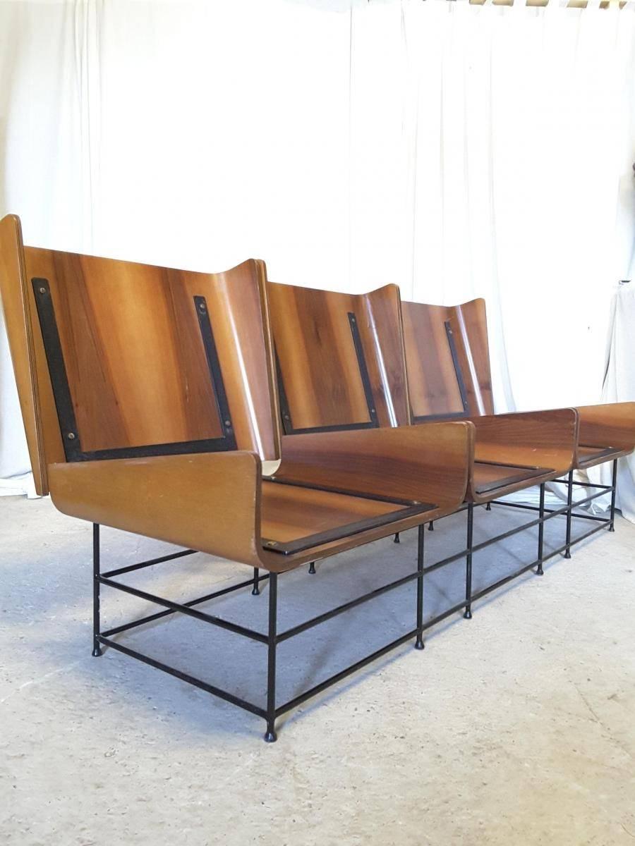 Metal Italian Mid-Century Bent Plywood Shell Sofa For Sale