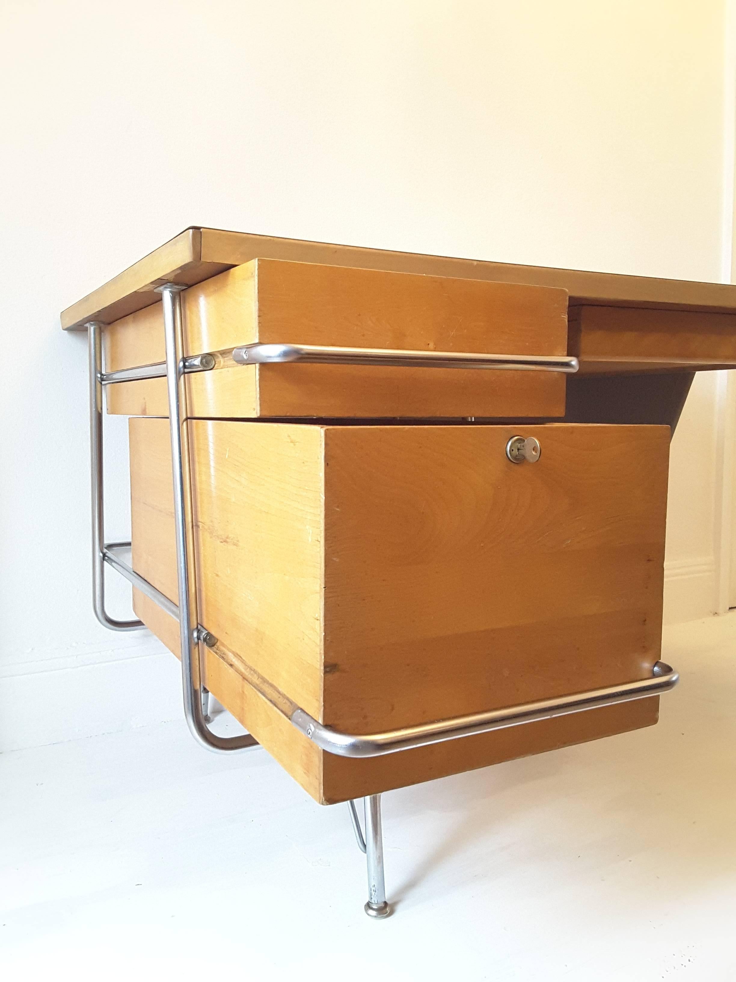 Central American Mid-Century Modern Trimline Desk by KEM Weber for Heywood Wakefield