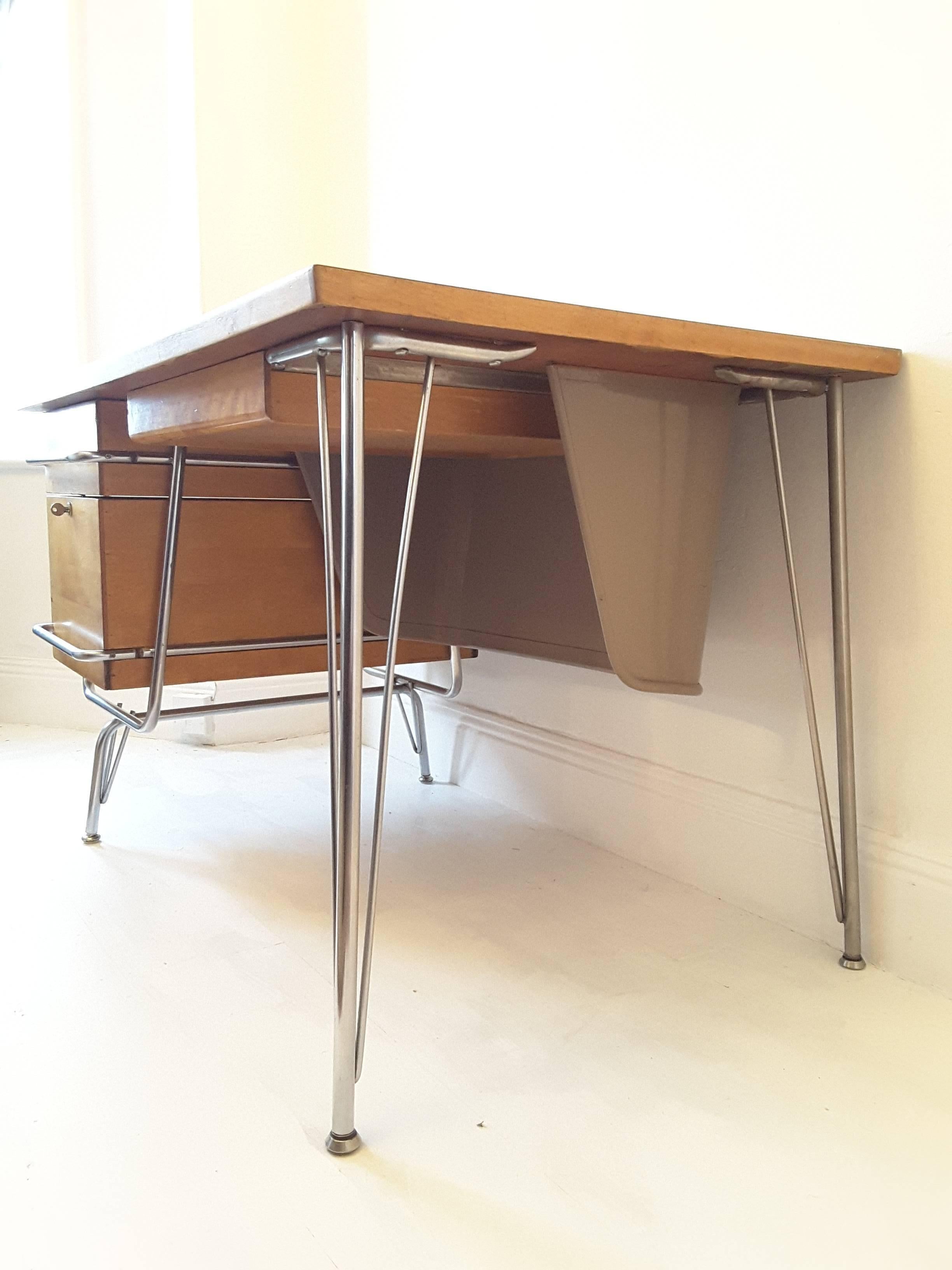 Chrome Mid-Century Modern Trimline Desk by KEM Weber for Heywood Wakefield