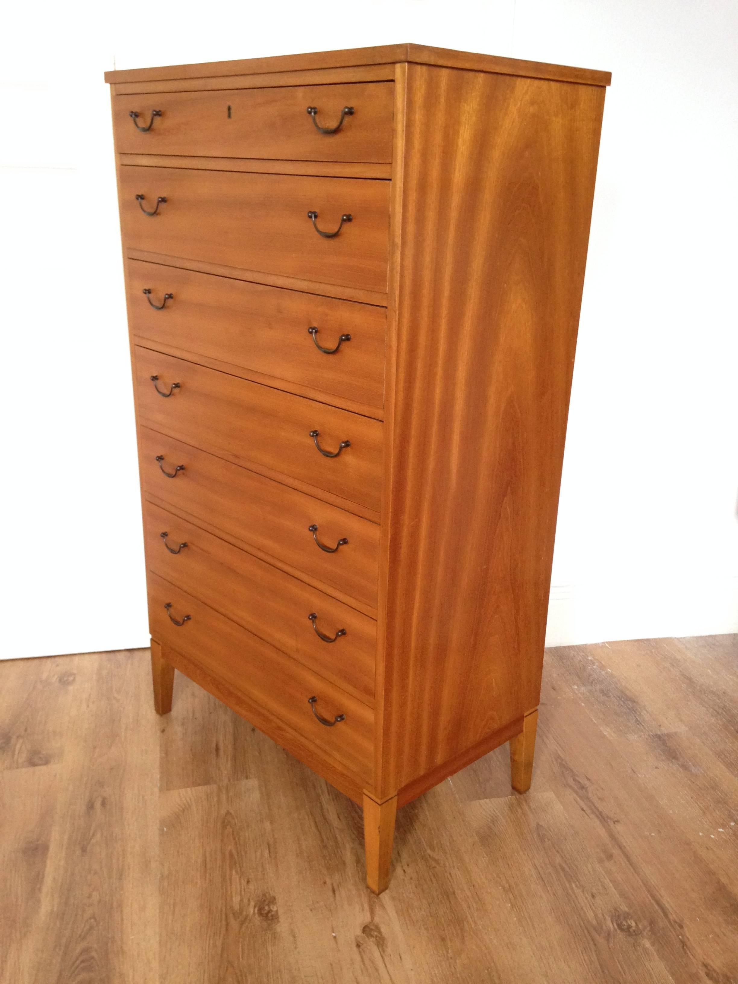 20th Century Danish Commode Mid-Century Modern Chest of Drawers by Soborg Mobler For Sale