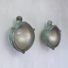 1920s Pair of Copper Holophane Wall Lights
