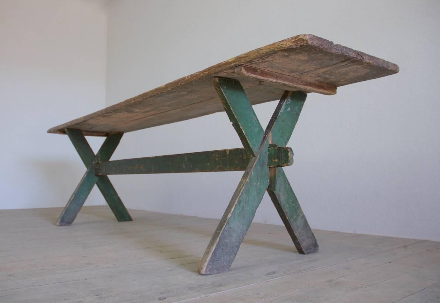 Early 20th Century X-Frame Primitive Vendange Table, Germany circa 1900 For Sale