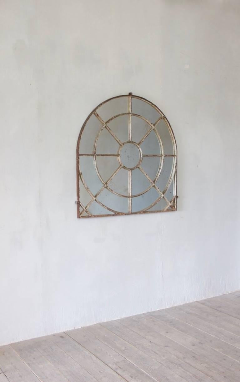 Unusual Overmantel Shaped Cast Iron Window Mirror 1