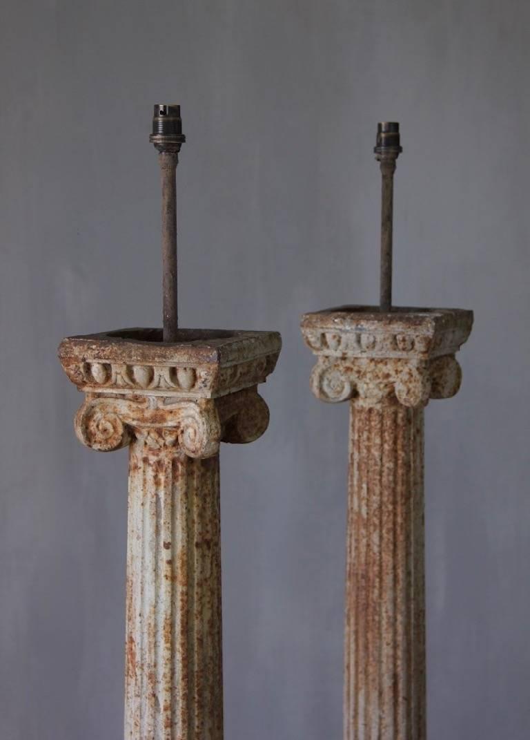 Pair of 19th Century Architectural Column Lamps In Good Condition In Stamford, GB