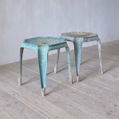 Pair of Fibrocit Folded Metal Stools