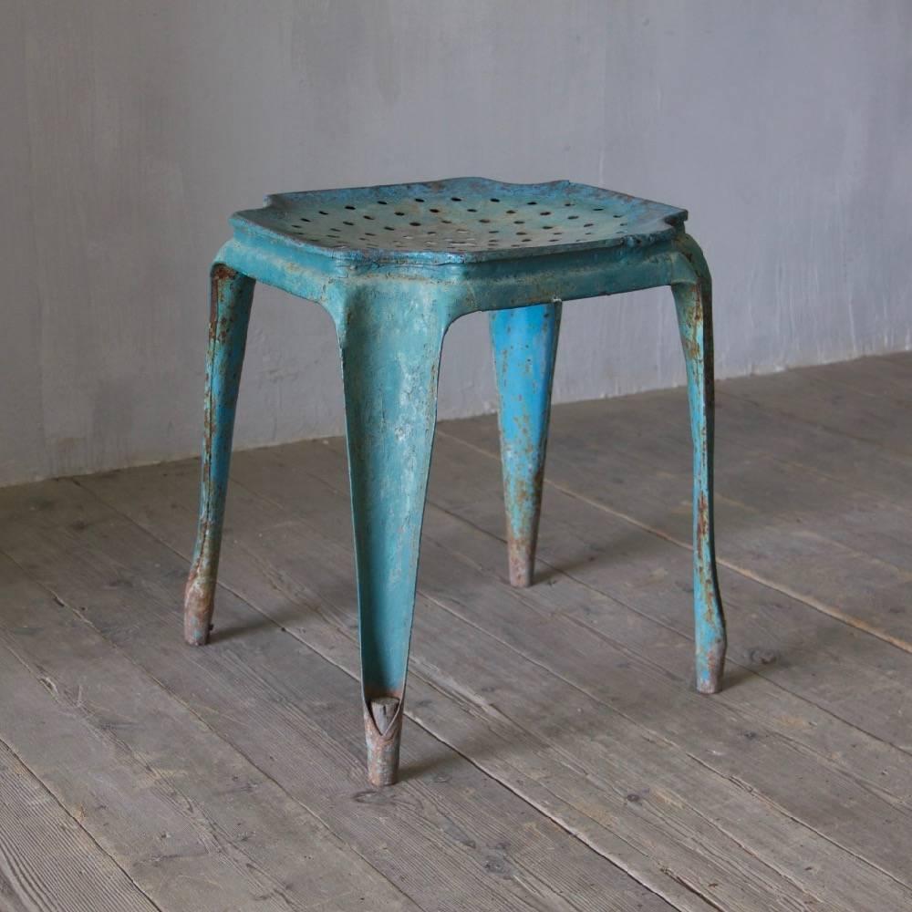 Mid-20th Century Pair of Fibrocit Folded Metal Stools For Sale