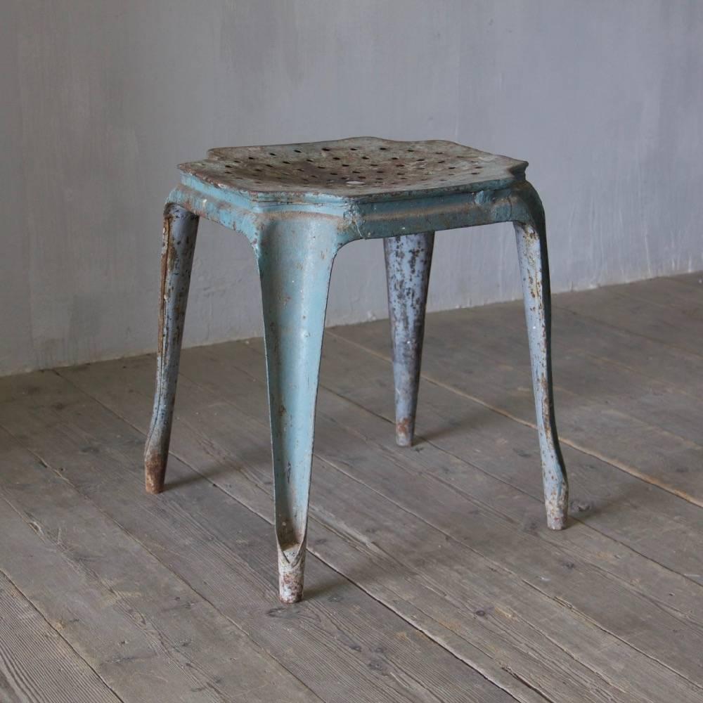 Pair of Fibrocit Folded Metal Stools For Sale 1