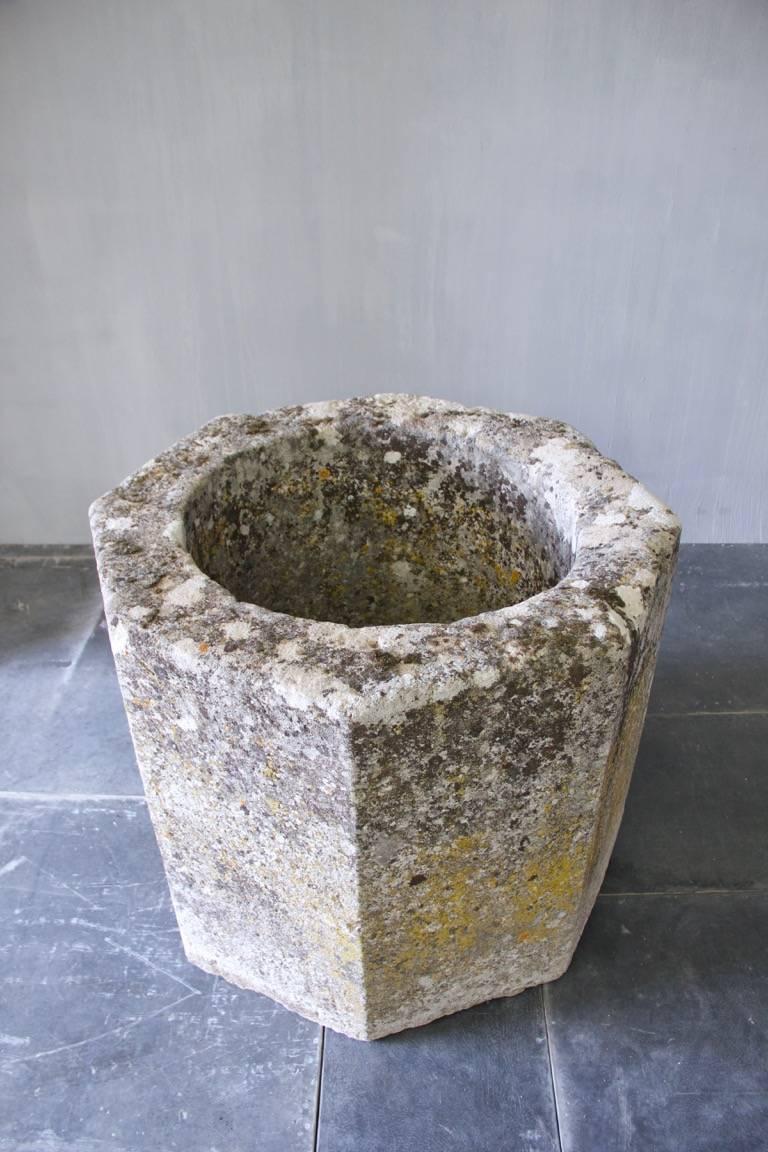 19th Century Limestone Well Head with Original Surface and Patina For Sale