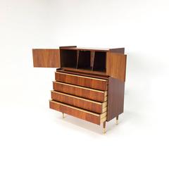 Edmond Spence Two-Piece Gentlemen's Highboy with Brass Inlay