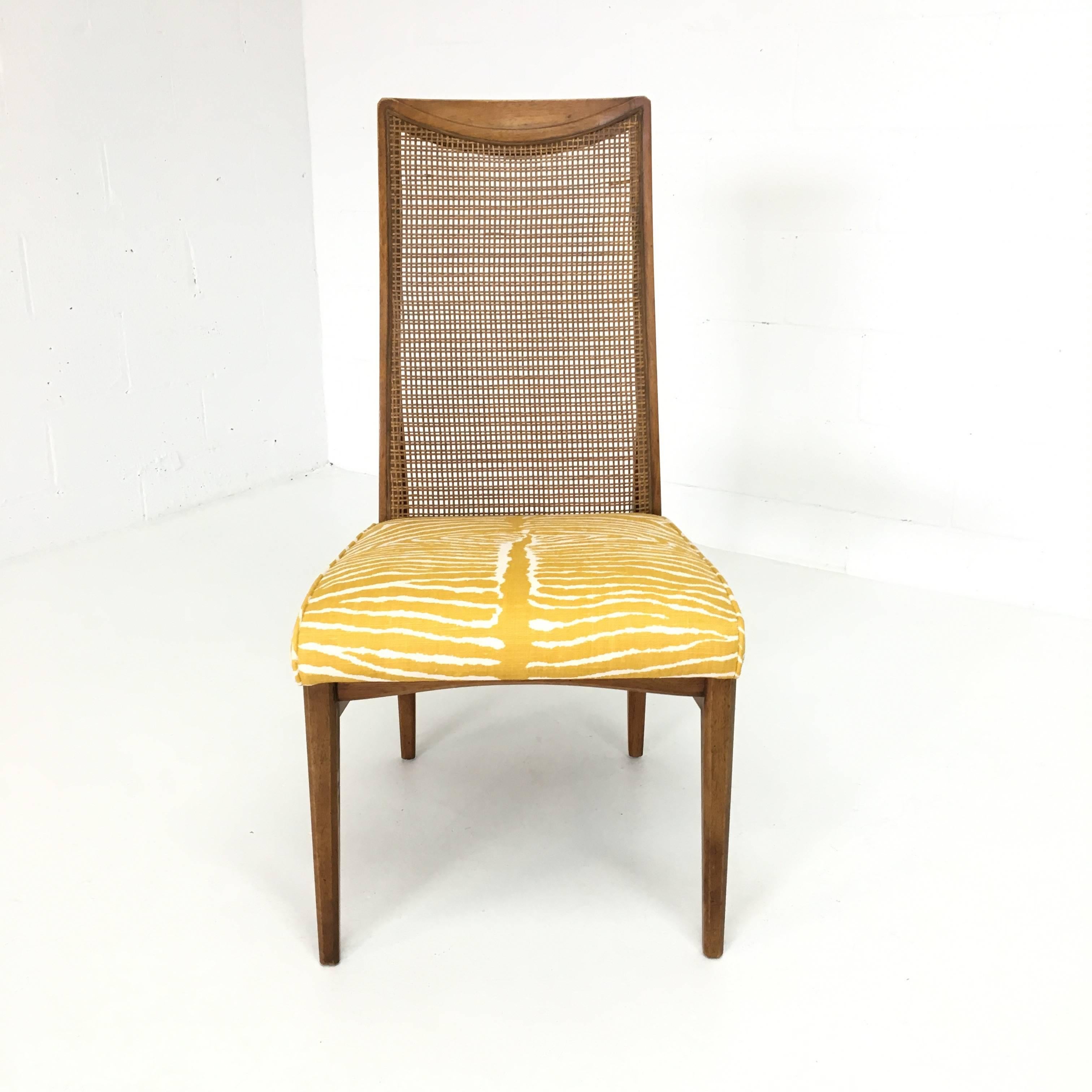 20th Century Set of Six Mid-Century Modern Caned Zebra Dining Chairs For Sale