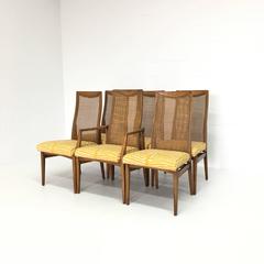 Set of Six Mid-Century Modern Caned Zebra Dining Chairs