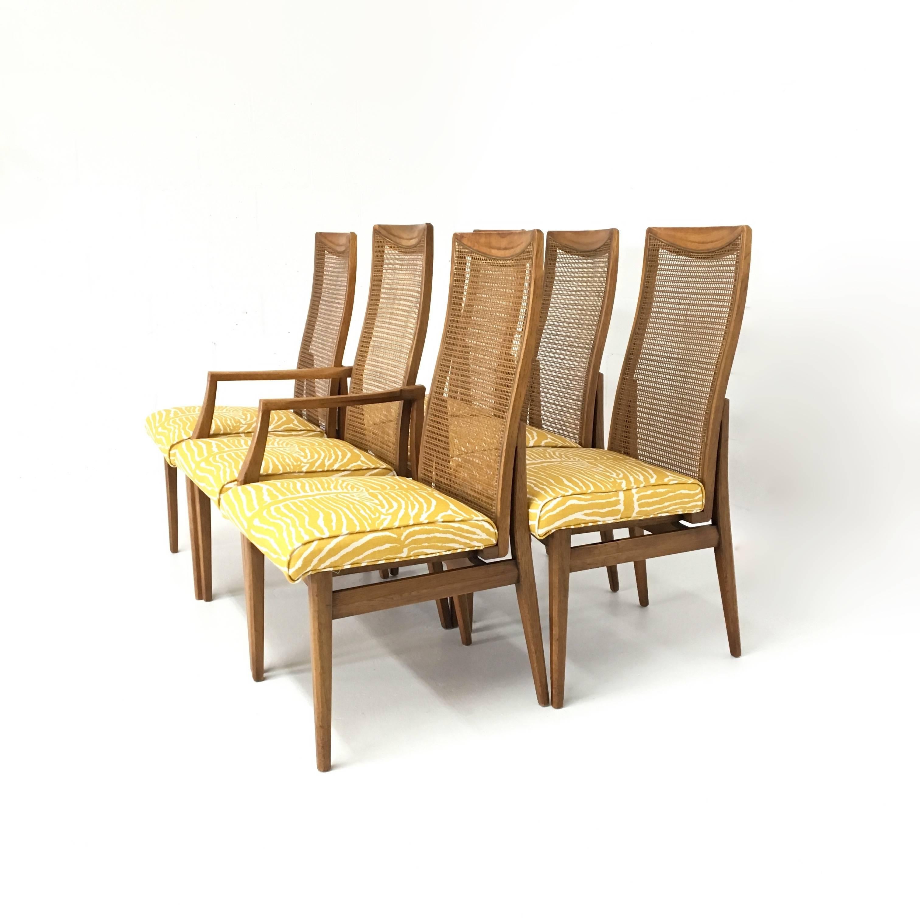 Set of Six Mid-Century Modern Caned Zebra Dining Chairs For Sale 3