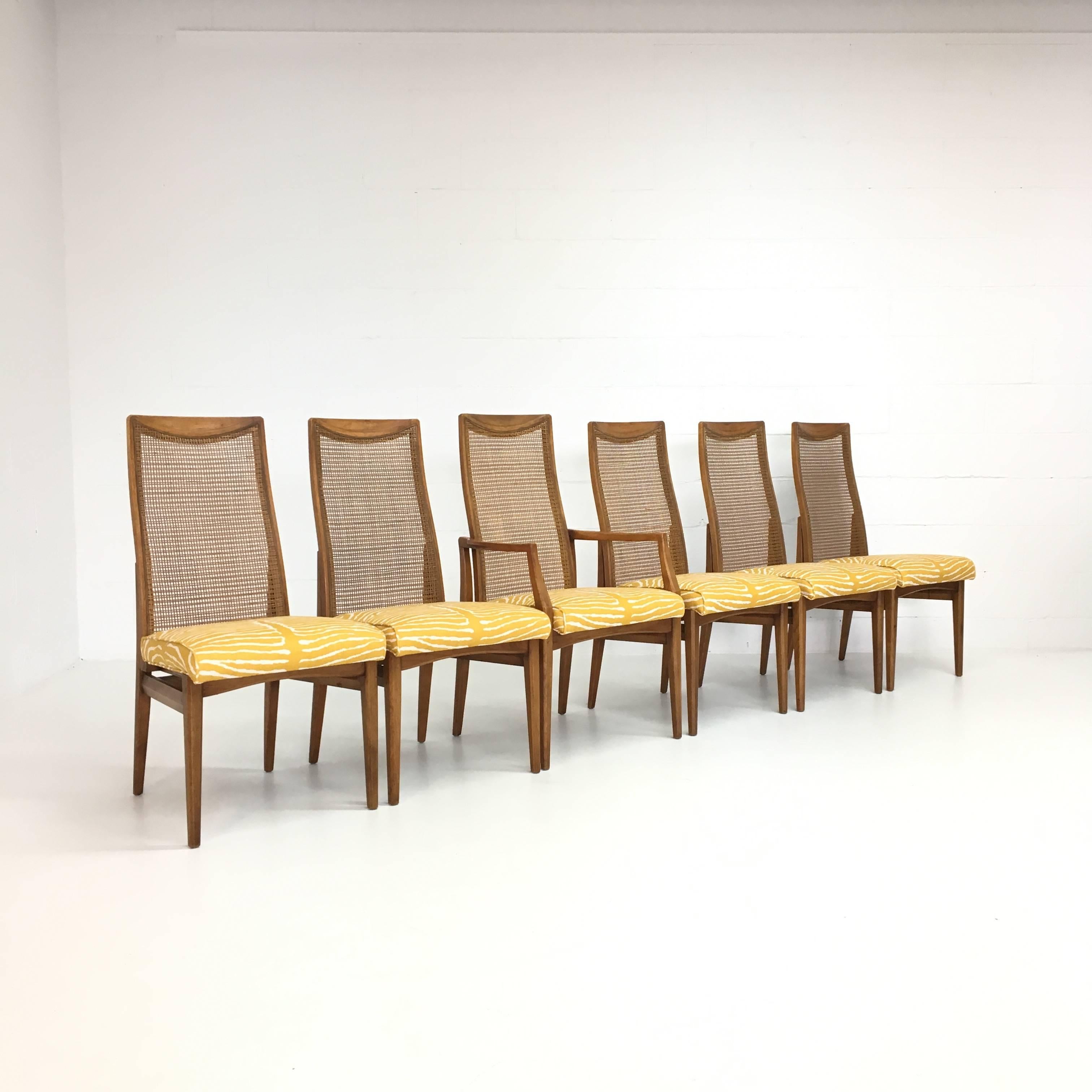Set of Six Mid-Century Modern Caned Zebra Dining Chairs For Sale 5