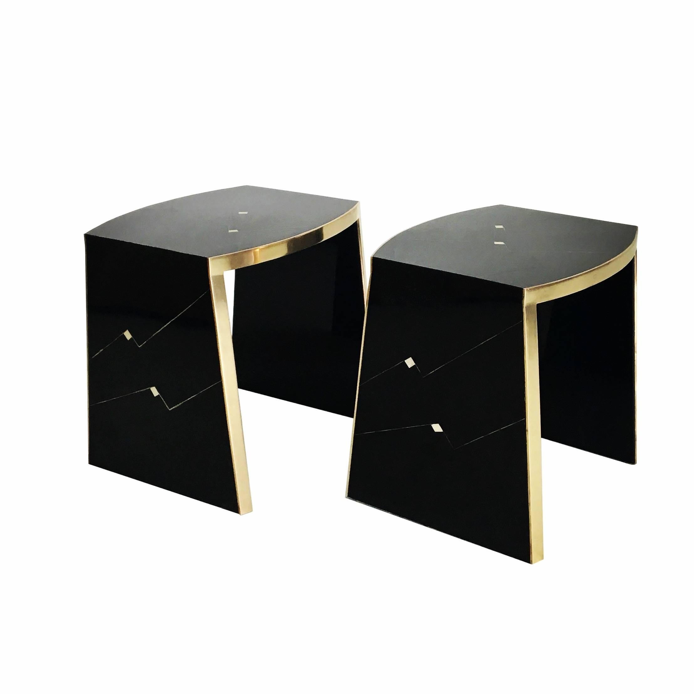 Pair of Ron Seff Gilt and Lacquer Side Tables For Sale 1