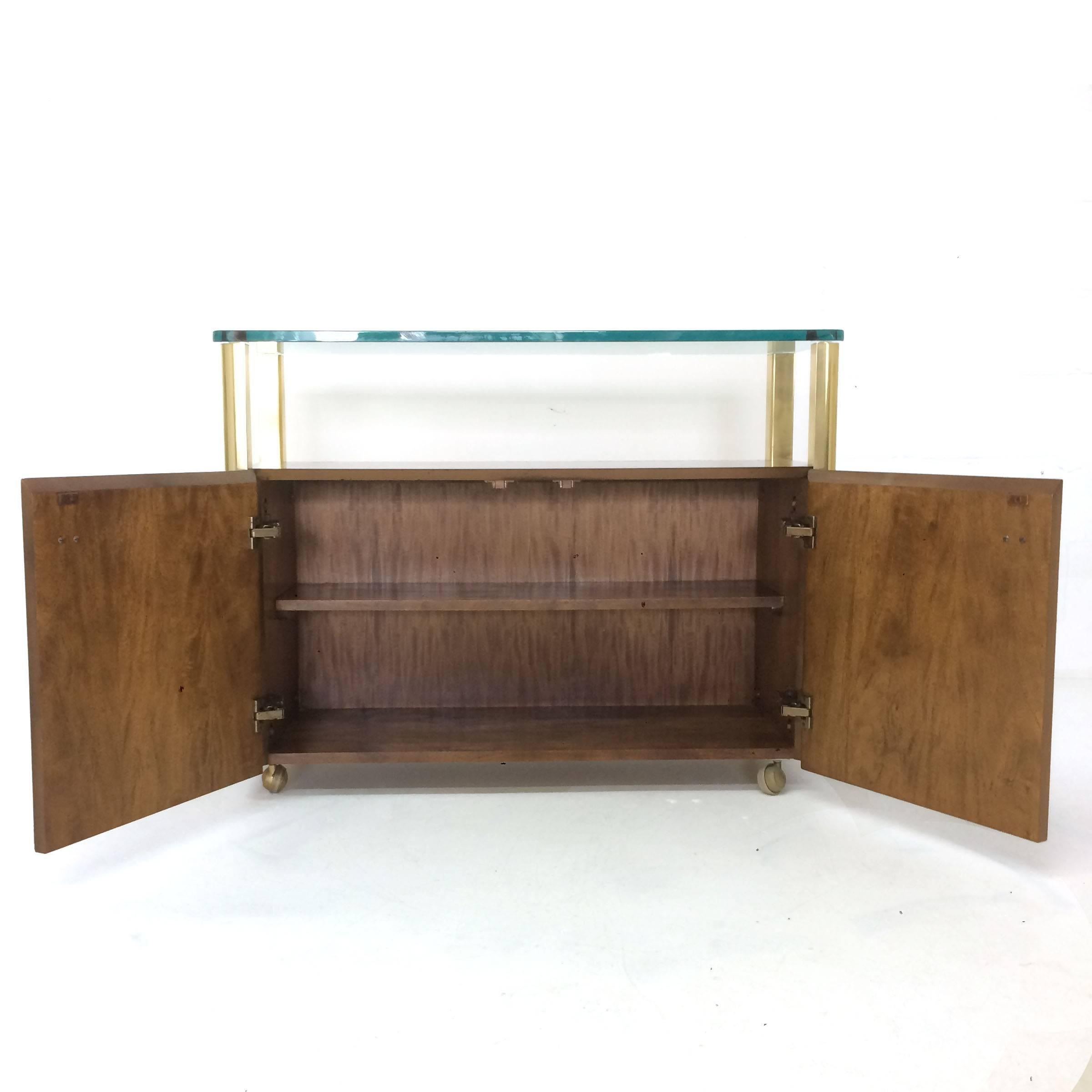 Burled Wood and Brass Console by Century Furniture Company For Sale 2