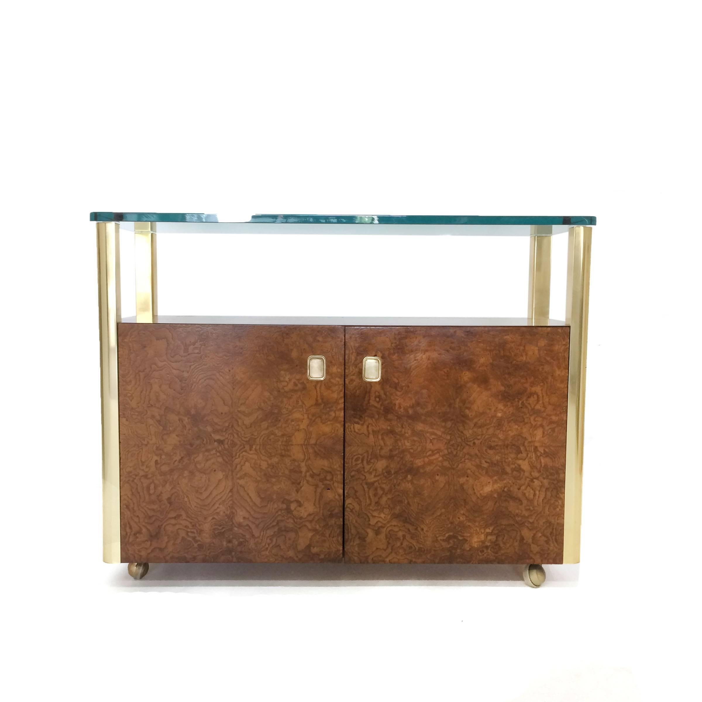 Burled Wood and Brass Console by Century Furniture Company For Sale 1