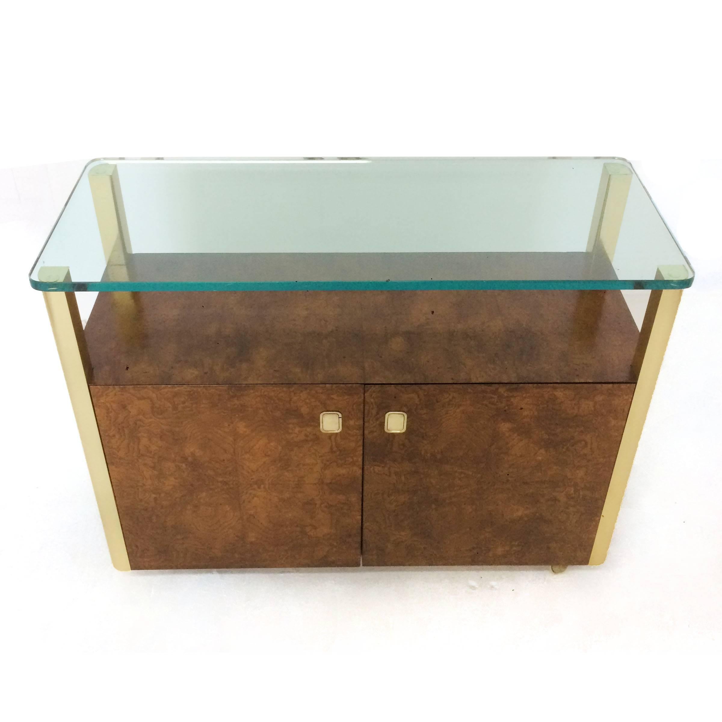 Burled Wood and Brass Console by Century Furniture Company For Sale 3