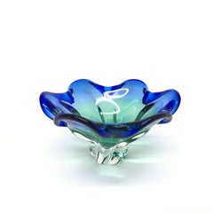 Mid-Century Blue and Green Murano Glass Bowl