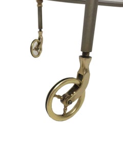 Antique Brass and Steel Oval Bar Cart