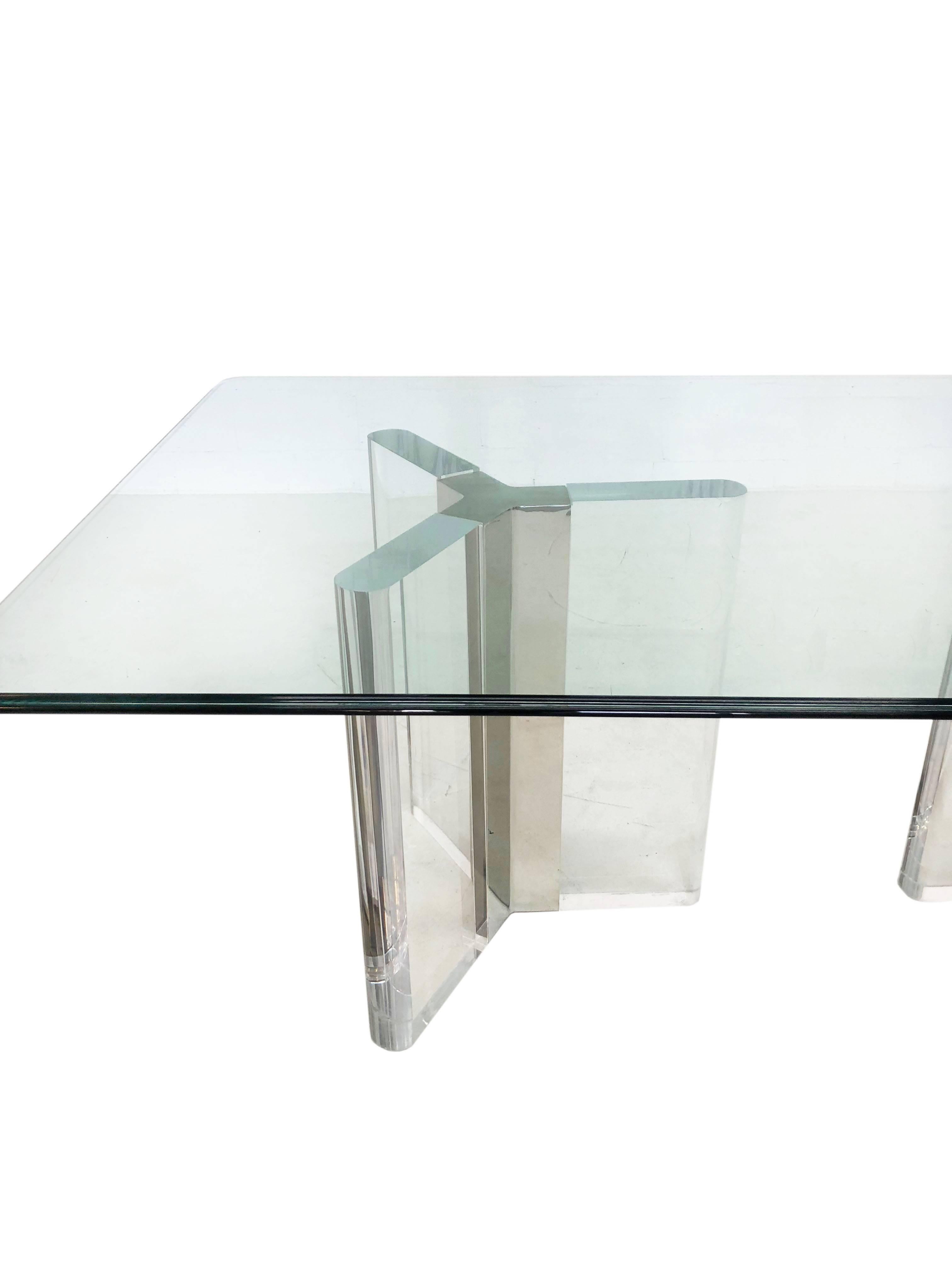 Hollywood Regency Lucite and Chrome Dining Table For Sale 1