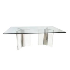 Hollywood Regency Lucite and Chrome Dining Table