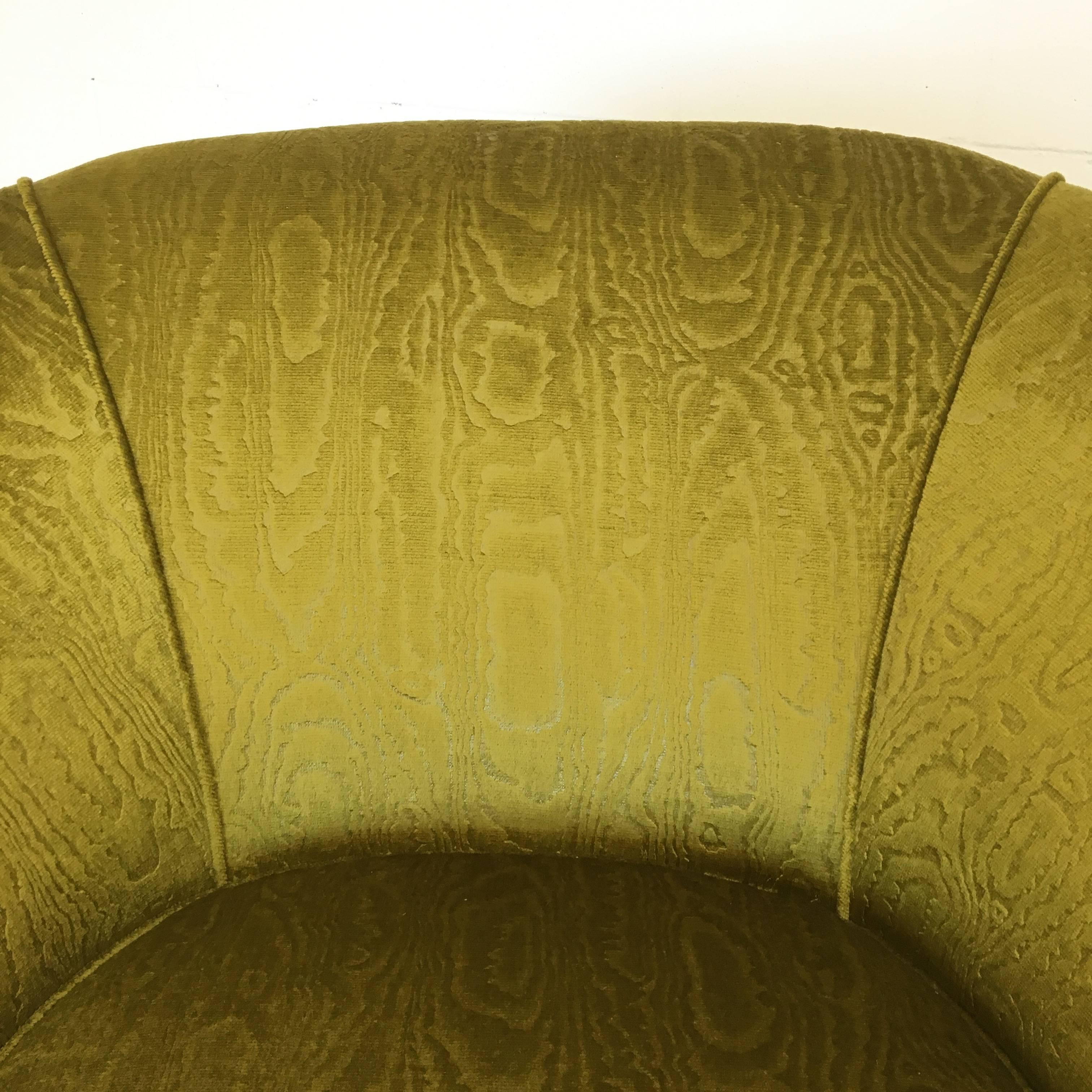 Mid-Century Swivel Club Chairs in a Designer Moire Velvet In Excellent Condition In New Hyde Park, NY