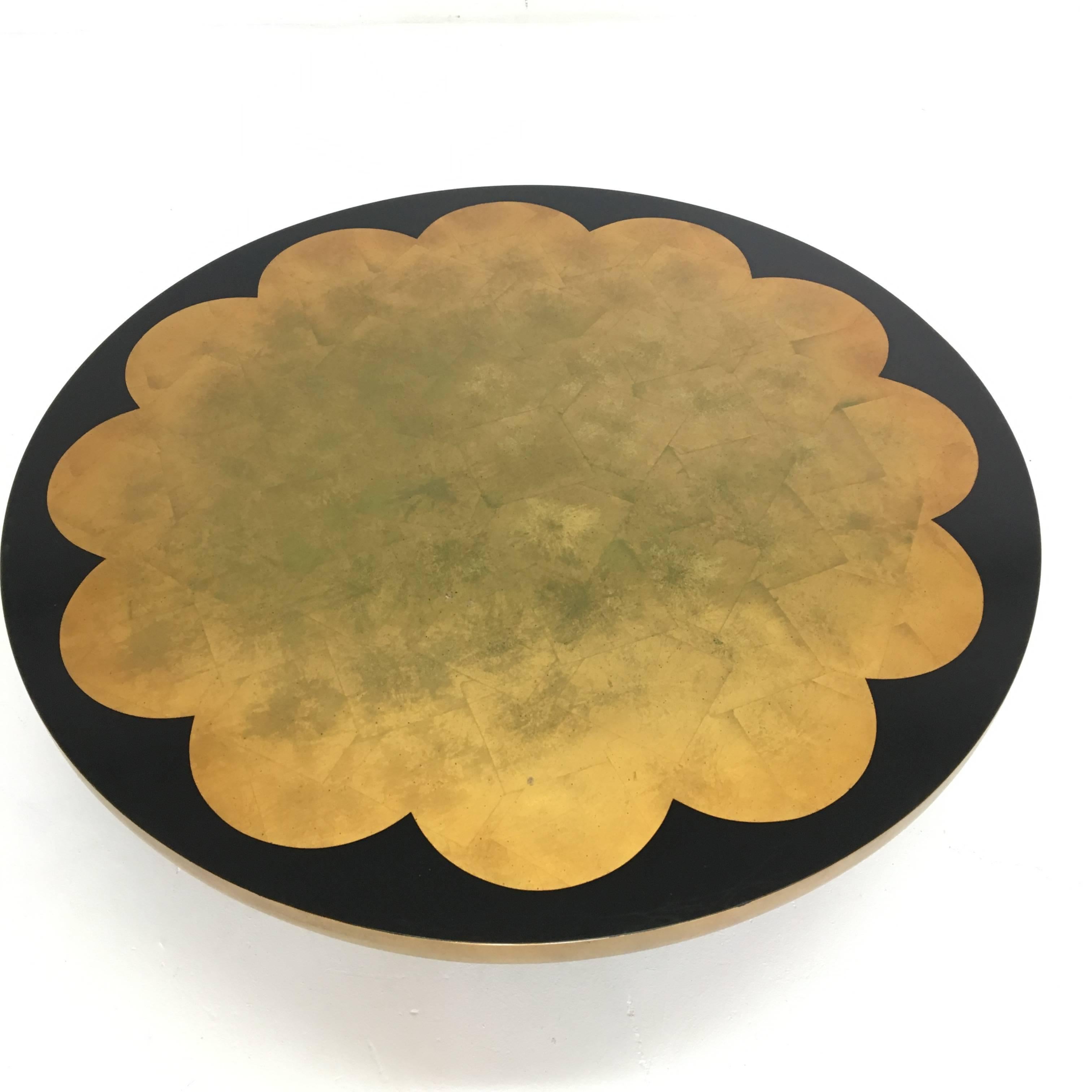 Glass Gold Leaf Lotus Coffee Table by Muller & Barringer for Kittinger