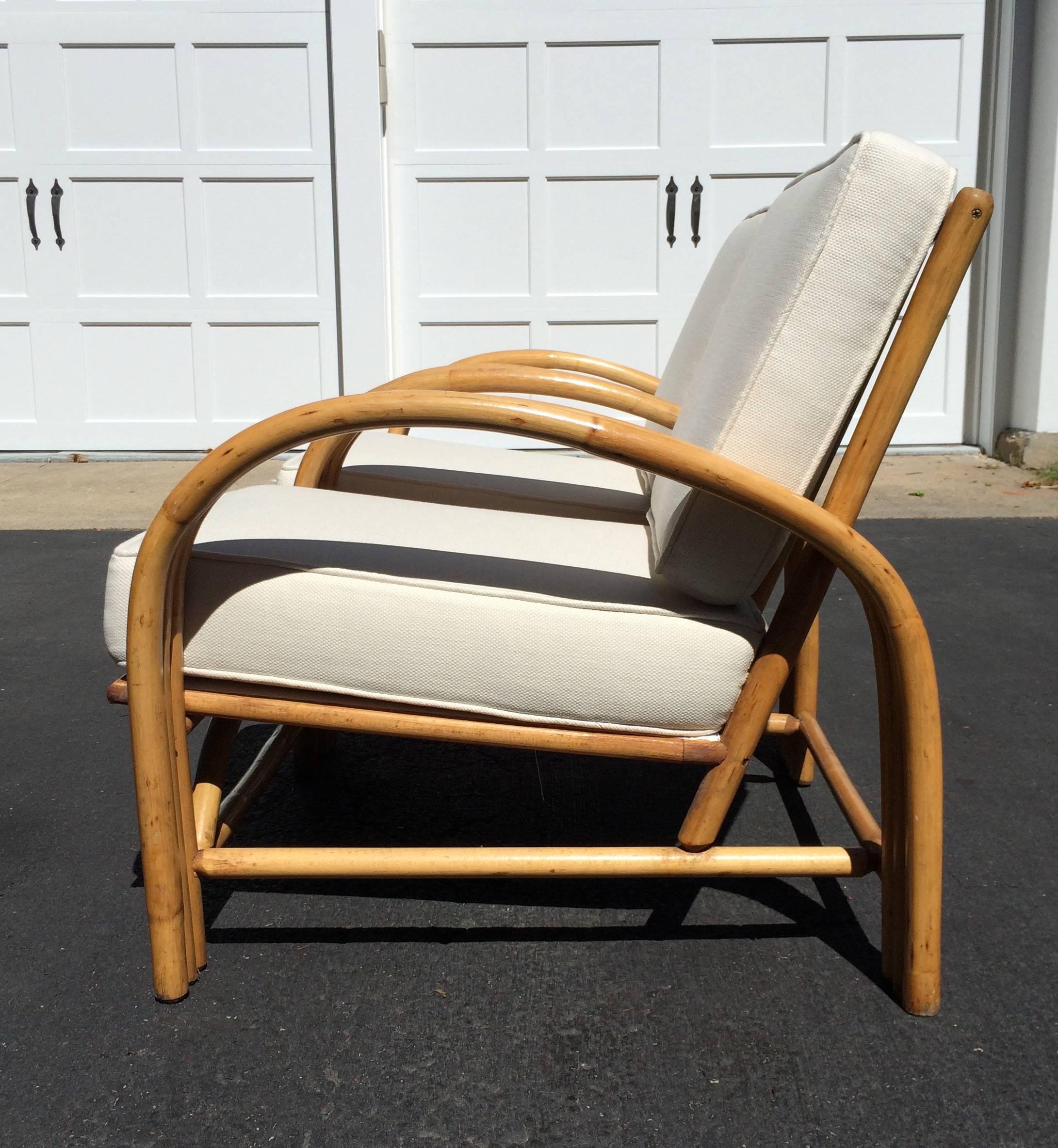 American Pair of Mid-Century Bamboo Club Chairs