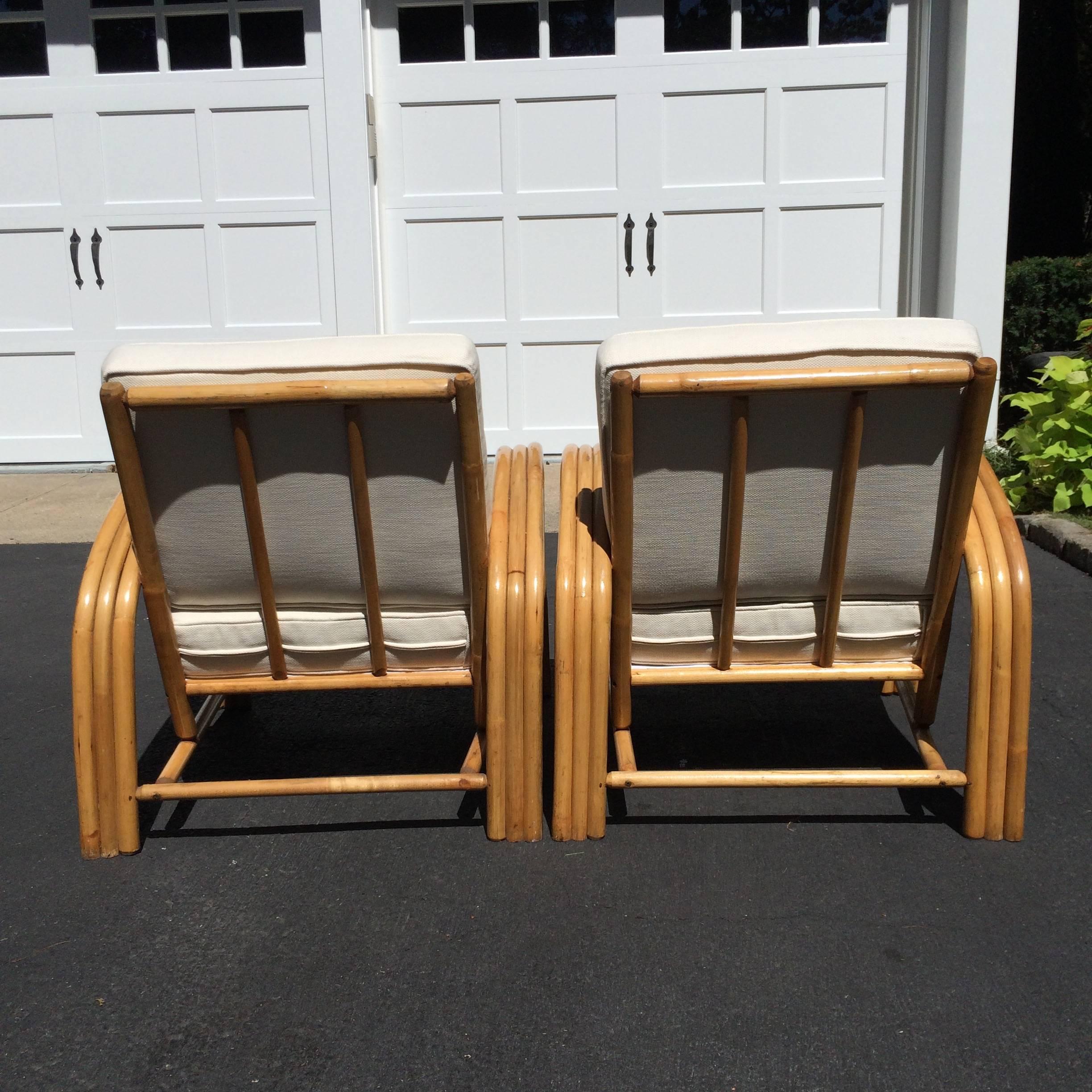 Foam Pair of Mid-Century Bamboo Club Chairs