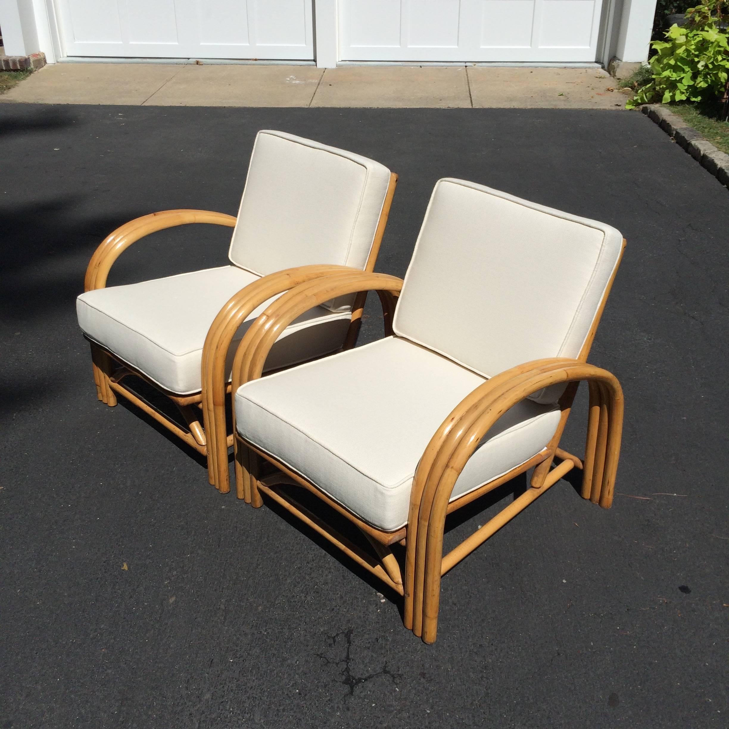 Pair of Mid-Century Bamboo Club Chairs 1