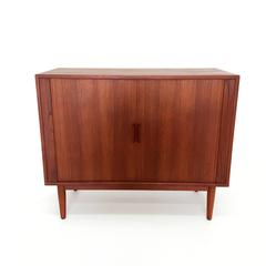 Danish Modern Bar Cabinet with Tambour Doors
