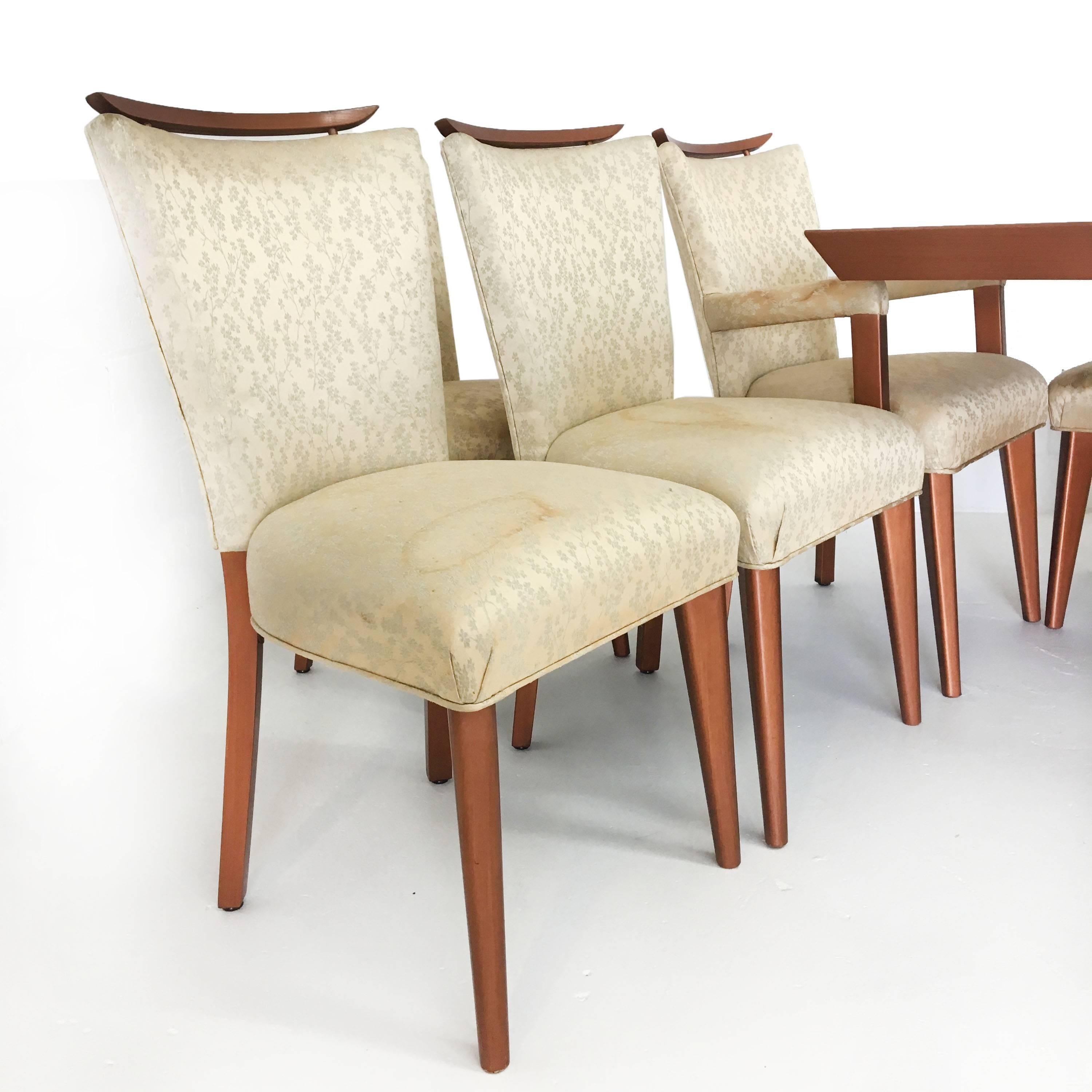 Mid-Century Dining Table and Chairs in the Style of James Mont For Sale 5