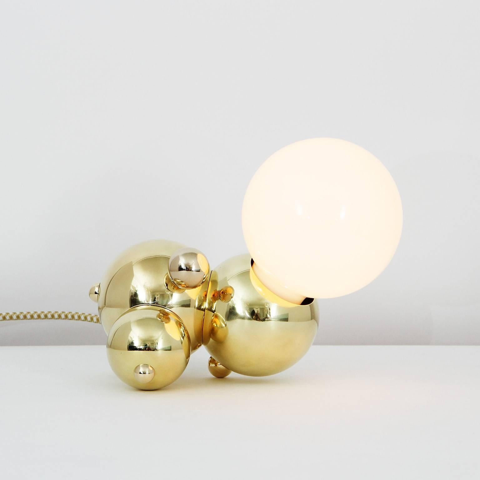 Modern Bubbly 01-Light Small Sculptural Table or Desk Lamp in Polished Brass