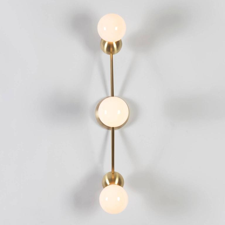 Lina 03-Light Diamond Sconce, Modern Minimal Geometric Wall Mount, Brushed Brass For Sale at 1stdibs