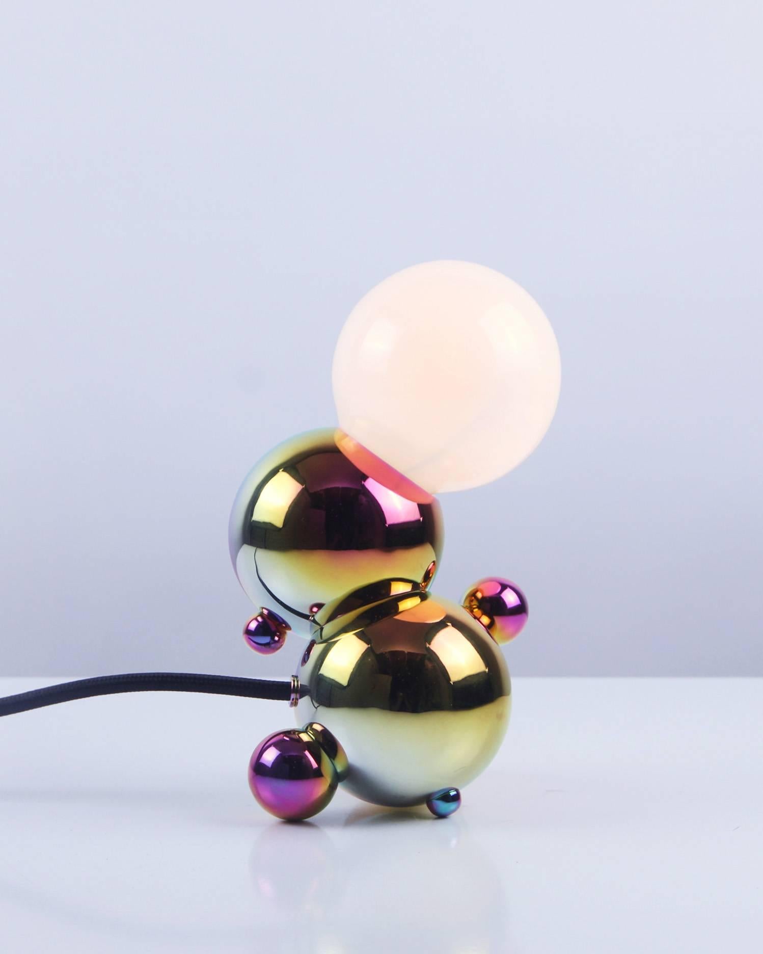 Modern Bubbly 01-SM Table, Sculptural Molecule Lamp in Rainbow Finish