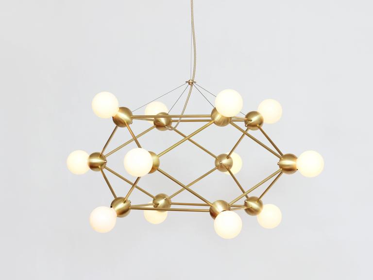 Lina Twelve Light Chandelier Brushed Brass Modern Minimal Inspired By 1960s Italian Lighting Lina Is An All Brass System Designed To