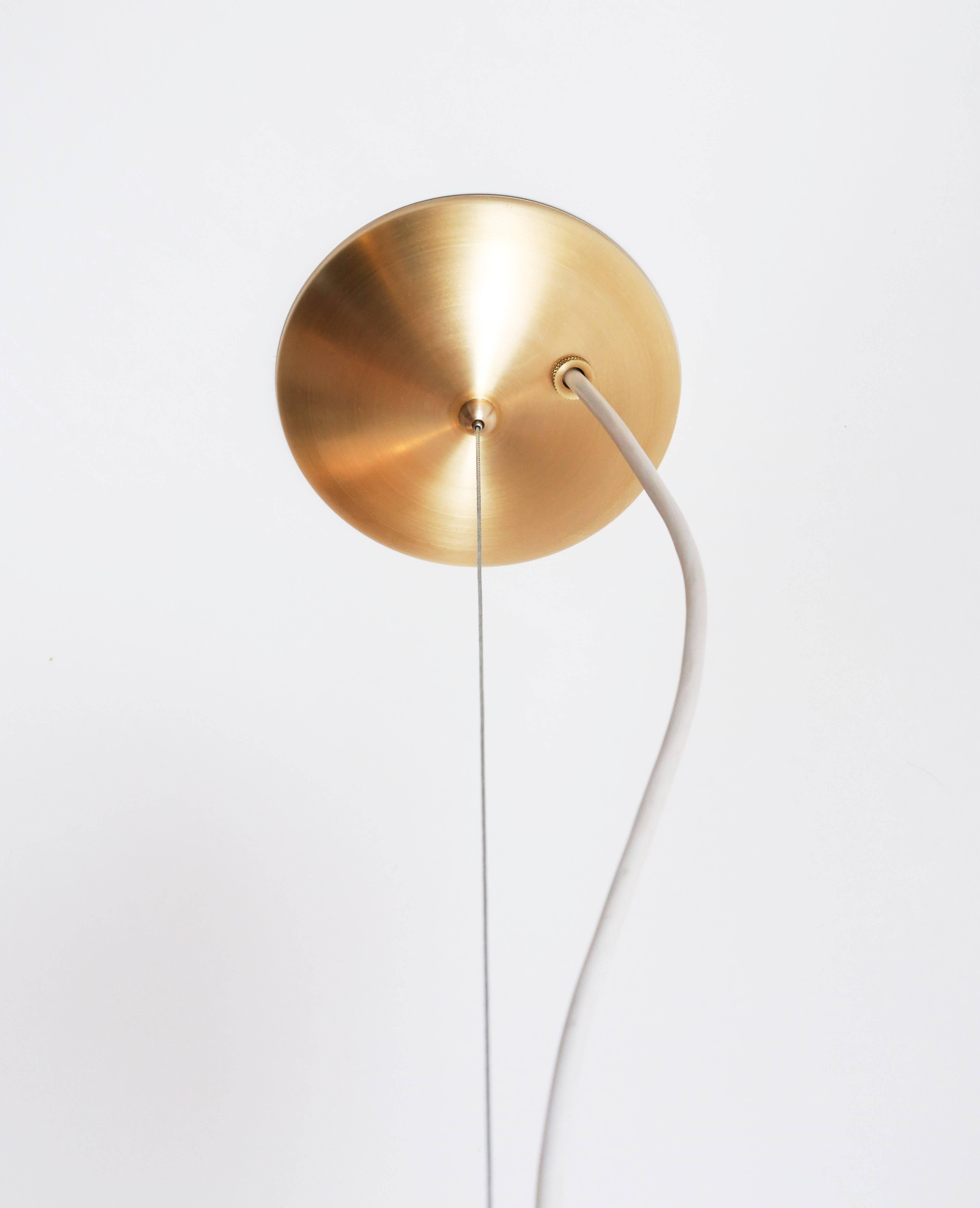 Lina Twelve-Light Chandelier, Brushed Brass Modern Minimal Geometric Space-Frame In New Condition In Brooklyn, NY