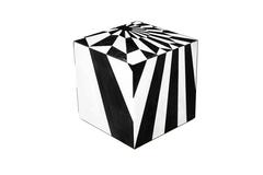 Tectonic Silence Cube Side Table in Marble Marquetry