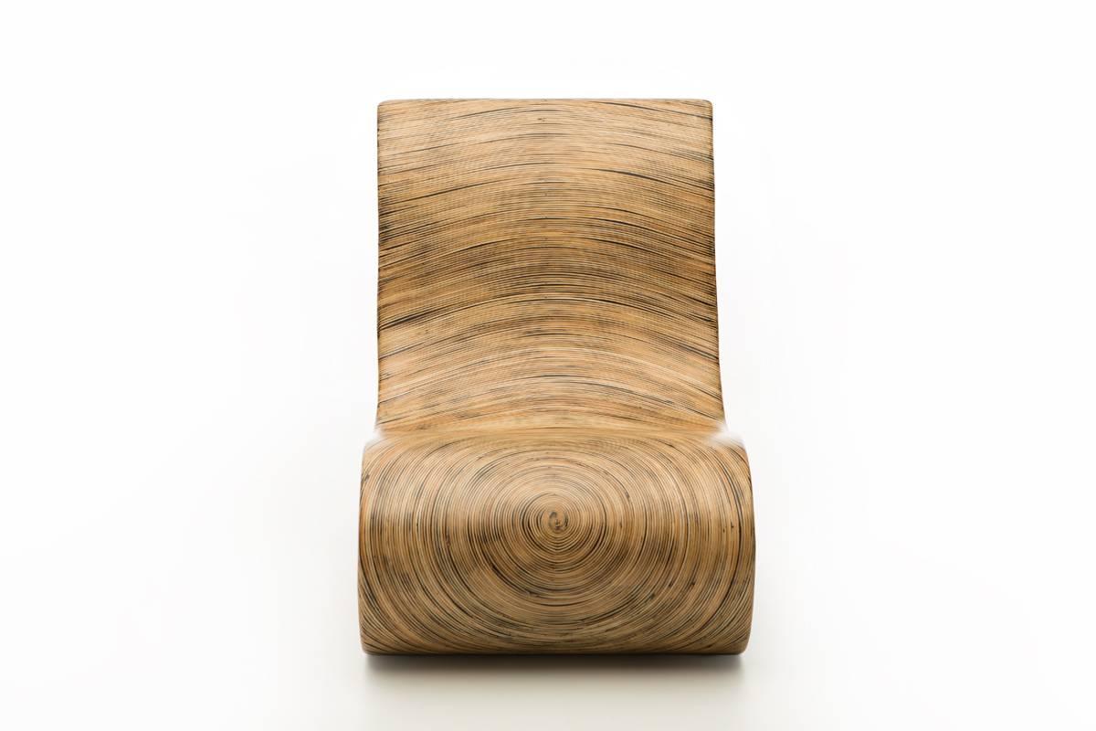French Modern Wooden Altoum Chair in Semi-Dark Finish Inspired by Op Art 2014 For Sale
