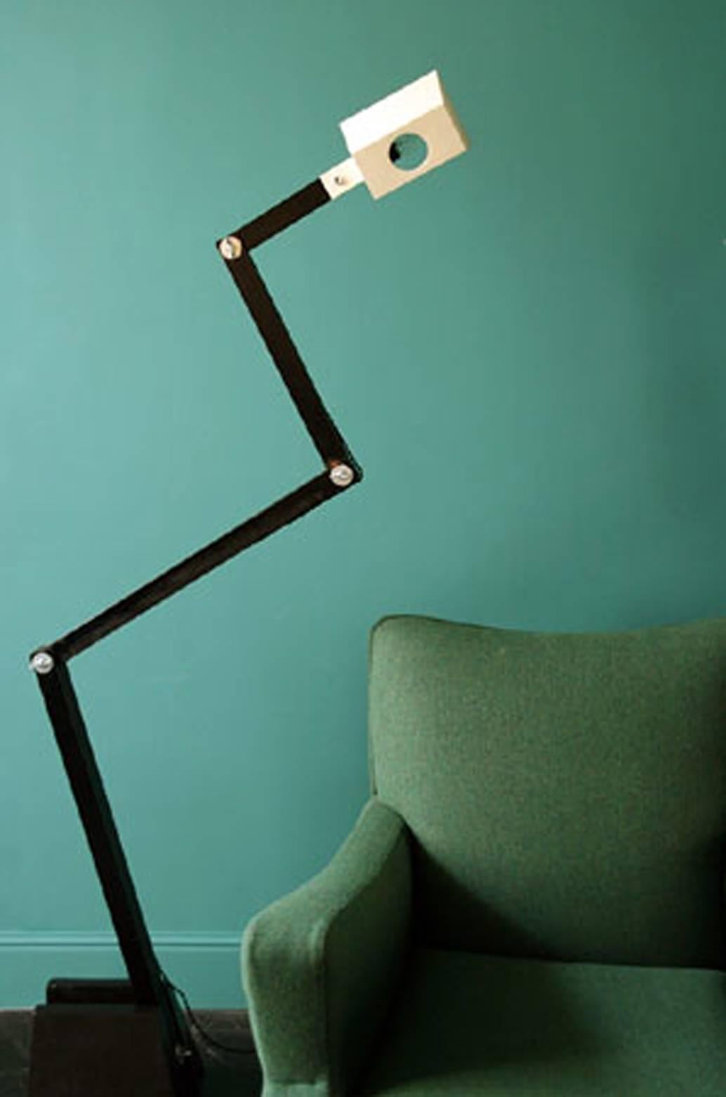 Fantastic architect standing lamp, from the 1950s, 
Florence Lopez has reedited this anonymous but already her best seller design lamp. 
Made by her best cabinet-maker and her best master bronze maker.
This very sculptural articulated lamp has